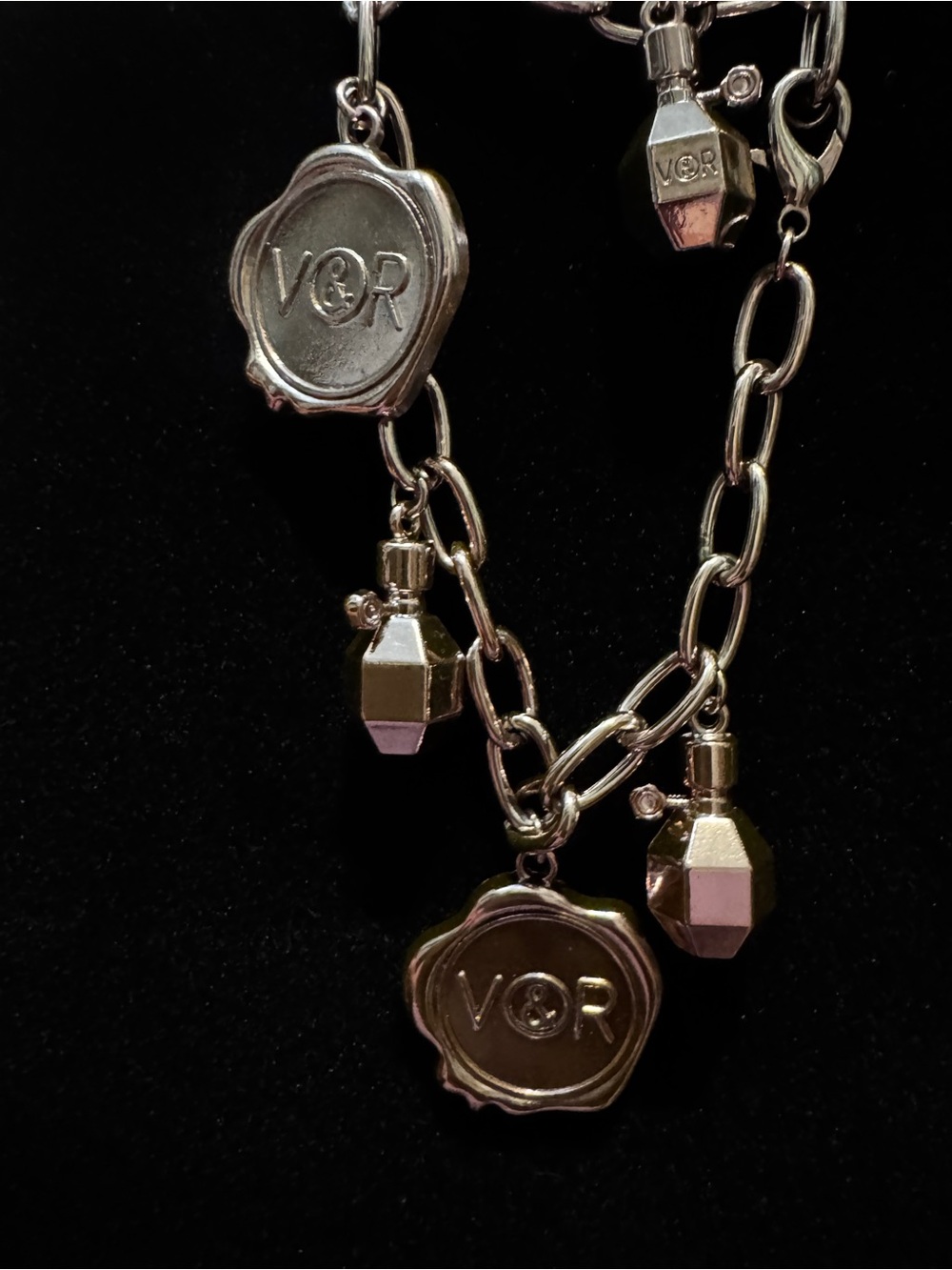 Viktor & Rolf rose gold color Tone Charm Necklace with V&R Seals